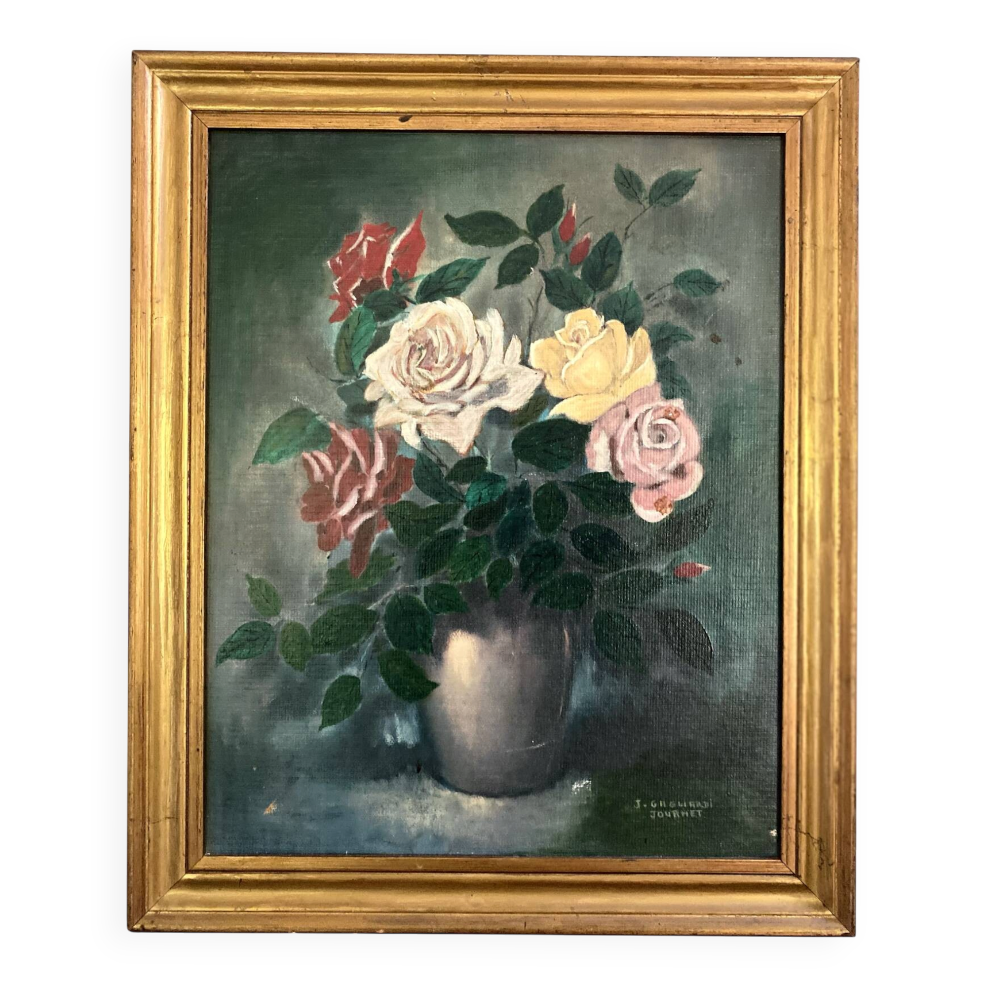 Old Painting "Still Life with Roses" – 1950