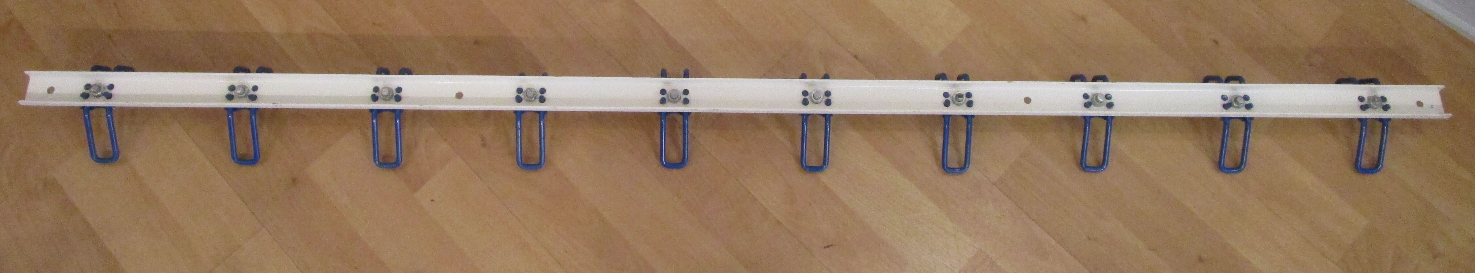 White and blue lacquered steel wall coat holder