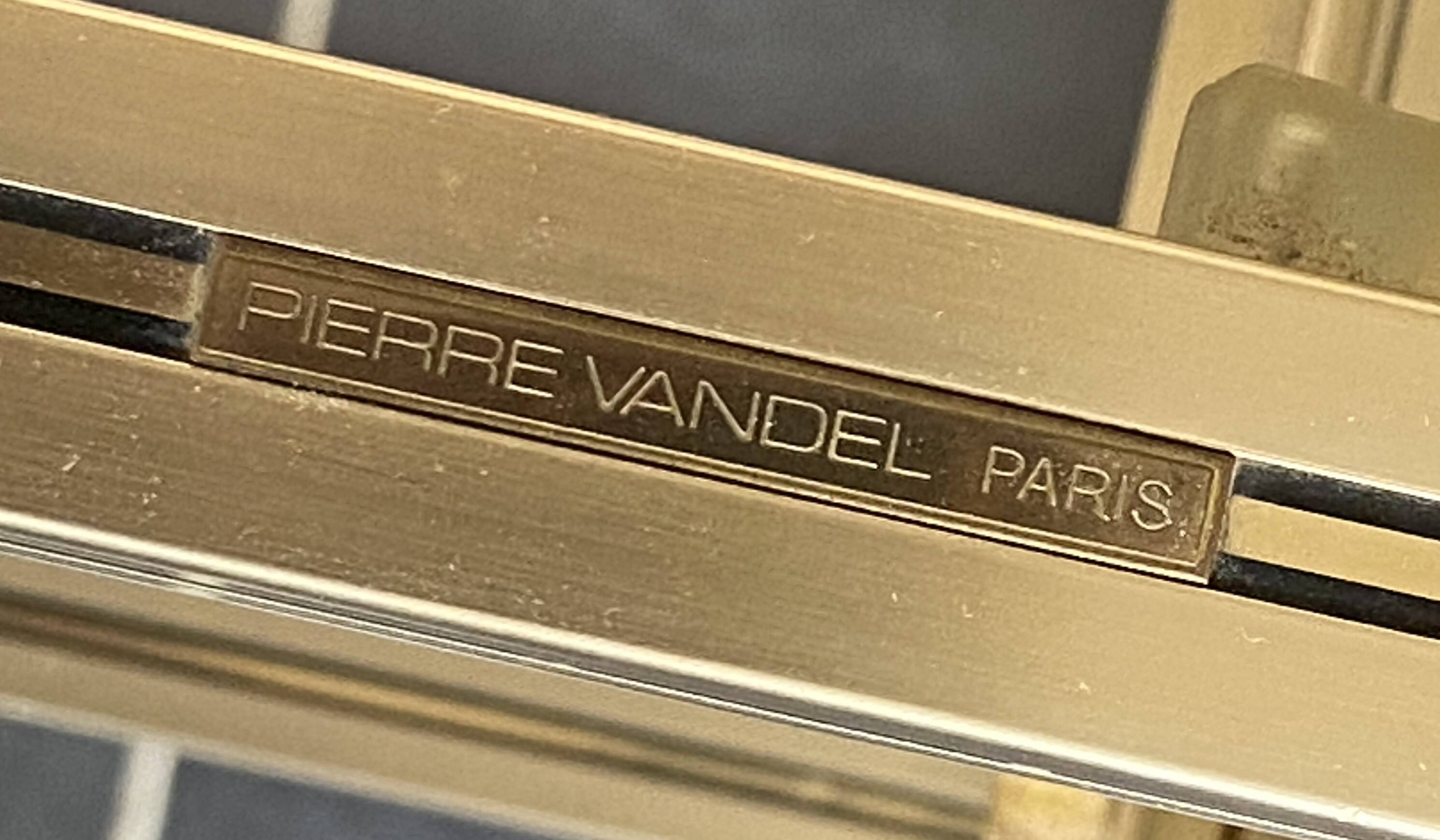 Television storage unit hi-fi video metal gold glass Pierre Vandel Paris 1970