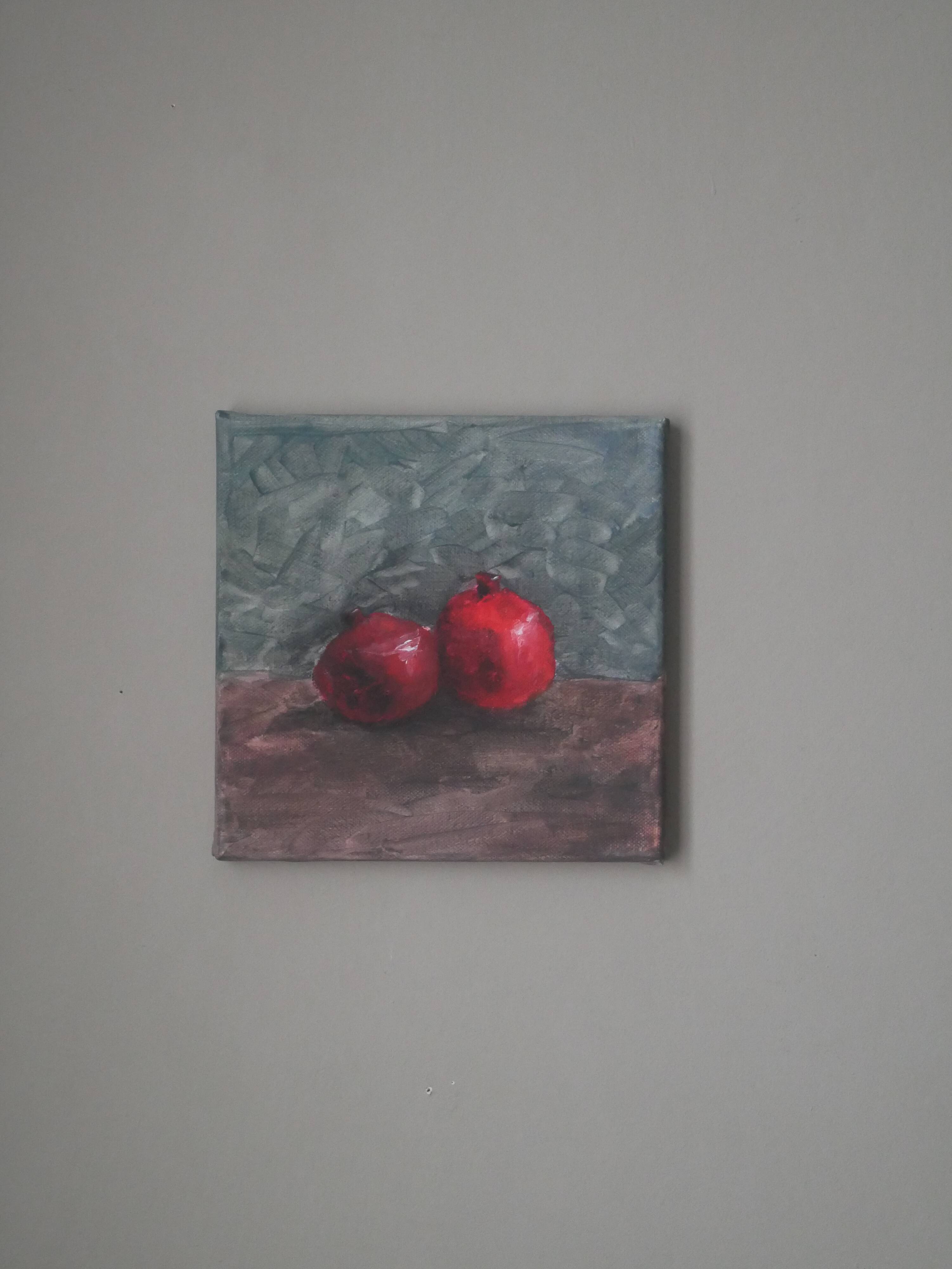 Tableau acrylique sur toile grenades nature morte décoration campagne contemporain