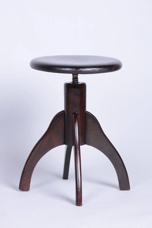 Art Deco Piano Stool in Beech and Iron, Czech, 1940s