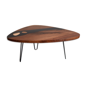 table basse îlots en noyer noir massif