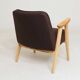 Fauteuil rétro en tissu en laine cacao, bois de hêtre naturel