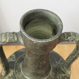 Black vase of antique inspiration in the shape of an amphora, 50s or 60s, vintage