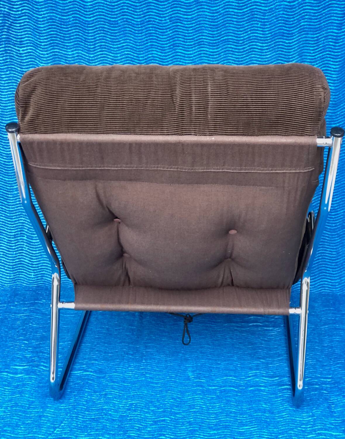 VELVET BROWN CHROME ARMCHAIR 1970 IKEA VINTAGE
