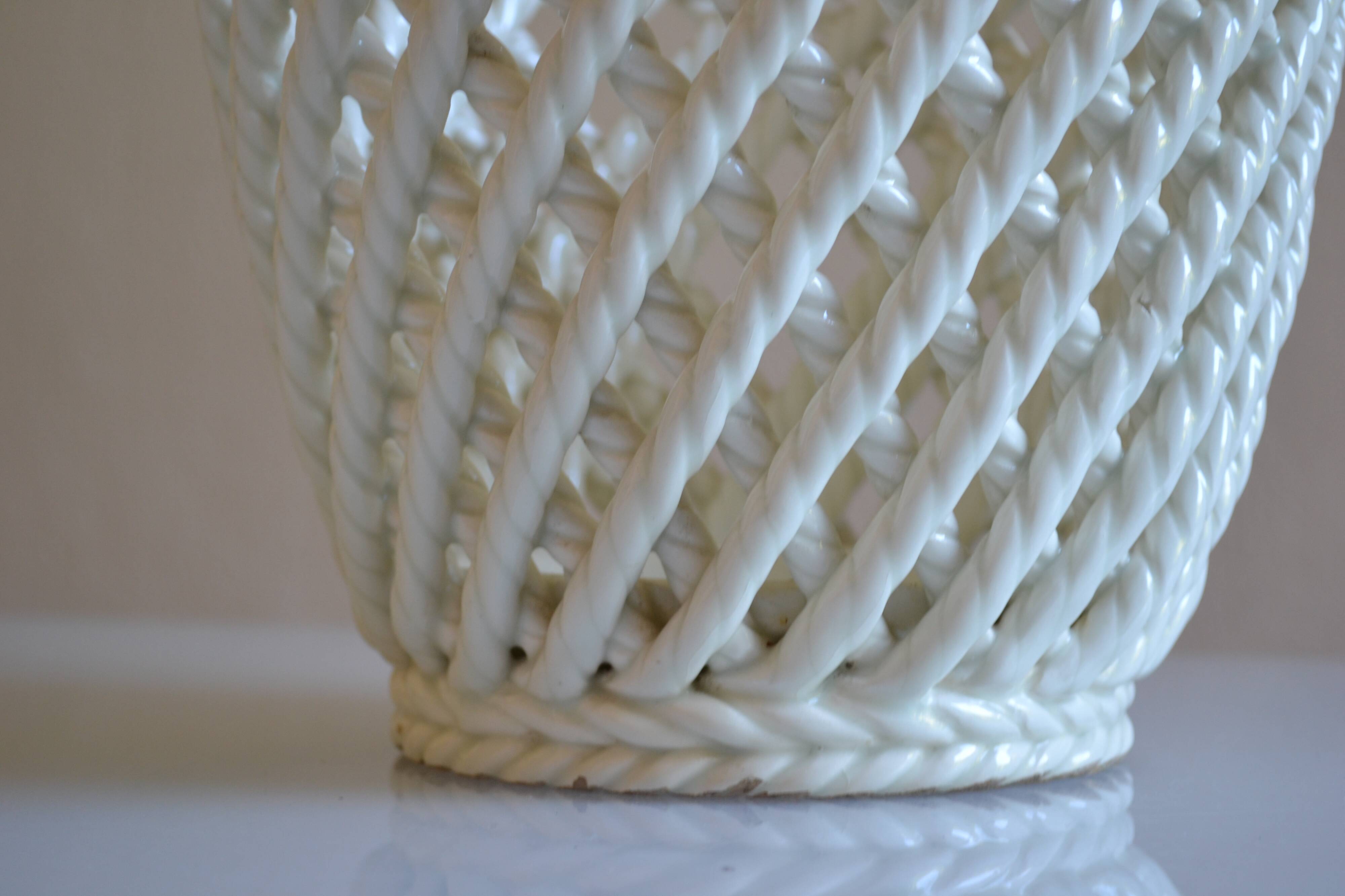 Woven ceramic cache-pot DLG Emile Tessier Pichon Uzès
