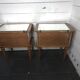 Pair of vintage oak bedside tables with mirror top