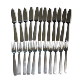 11 fourchettes et 12 couteaux poisson metal argenté Ercuis