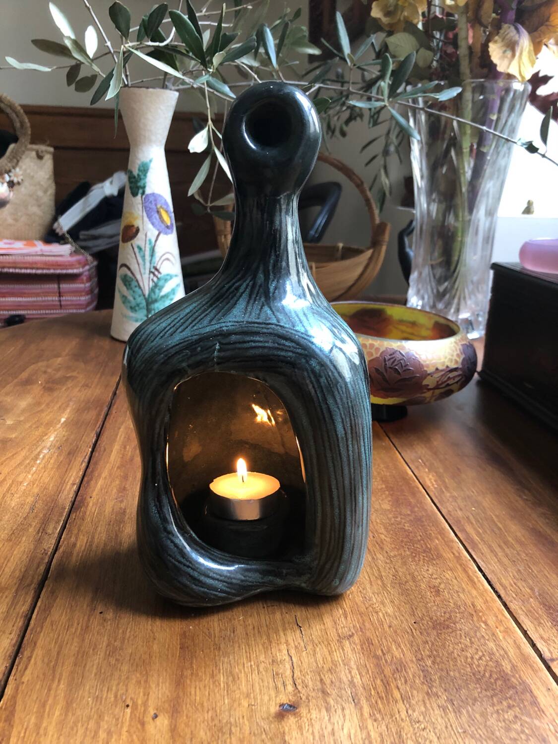 Vintage storm candle holders signed