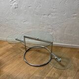 Glass coffee table with 2 swivel tops