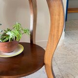 Vintage round oak coffee table with 2 shelves