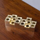 Groupe de bougeoirs en laiton massif cubiques par Gusum Metallslöjden, Suède