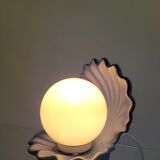 Shell lamp in blue and opaline ceramic