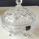 Bohemian cut crystal candy dish. Sophisticated star motifs.