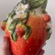 Strawberry shaped pitcher with vintage flowers ceramic pitcher in shape