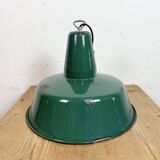 Large Industrial Green Enamel Factory Pendant Lamp, 1960s
