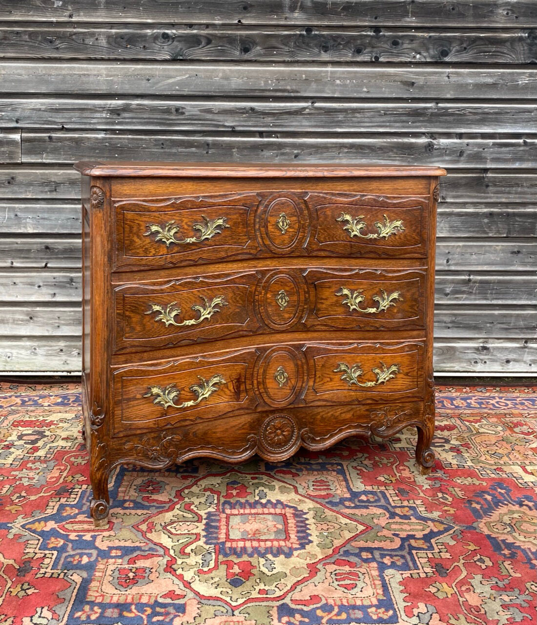 Louis XV style chest of drawers in natural wood nineteenth century