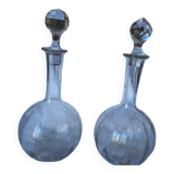 1 set of 2 antique crystal wine decanters