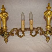 pair of bronze wall lights with 2 arms