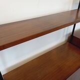 Vintage Italian double modular shelving unit in wood and metal