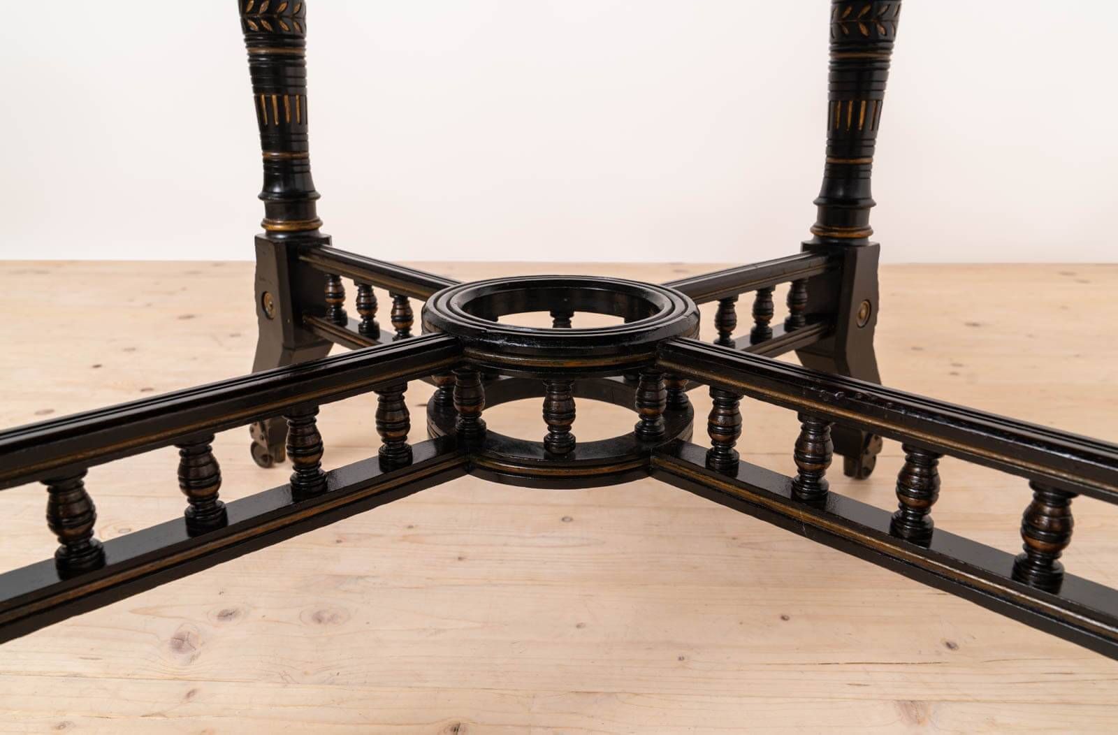 Victorian Ebonized Octagonal Center Table by C. Hindley & Sons, 19th Cent.