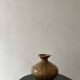 pear-shaped vase in ocher enameled ceramic and pearls