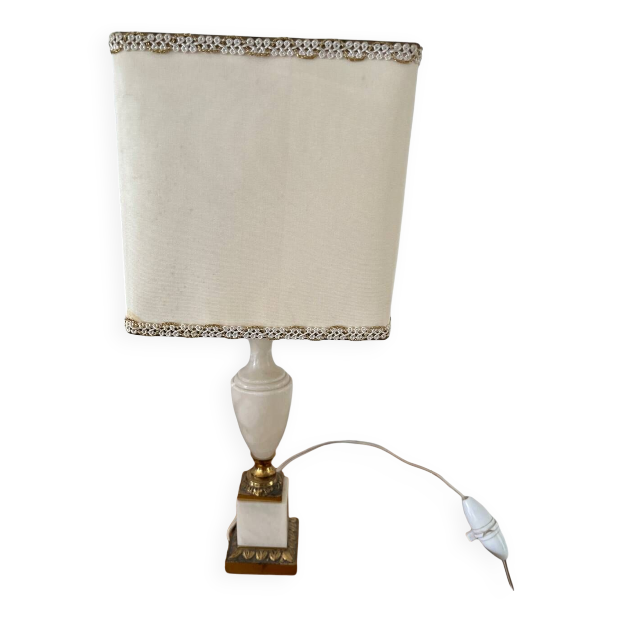 Vintage bedside lamp with marble base and gold metal