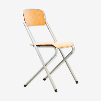 Aluflex-style folding beech chair