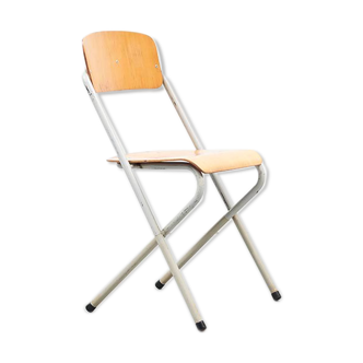 Aluflex-style folding beech chair