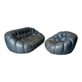 Bubble set by Roche Bobois in blue leather.