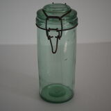Green "ideale" glass canning jar