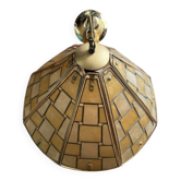 Lustre luminaire mother-of-pearl stained glass vintage brass