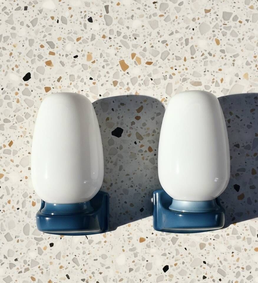 Pair of blue vintage Tovi wall lights Mid Century Modern/Space Age opal
