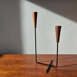 Rare teak and metal candle holder from the mid-century, Denmark, 1960s
