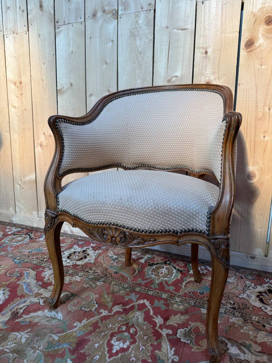Office chair in wicker – Louis XV style – Walnut – 19th century