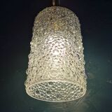 Vintage 60s brass pendant lamp with transparent glass bubbles