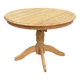 Extendable oval round table with central leg, renovated in raw solid wood, 105cm