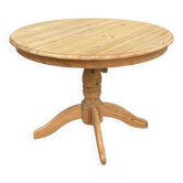 Table ronde extensible ovale pied central rénovée en bois massif brut 105cm