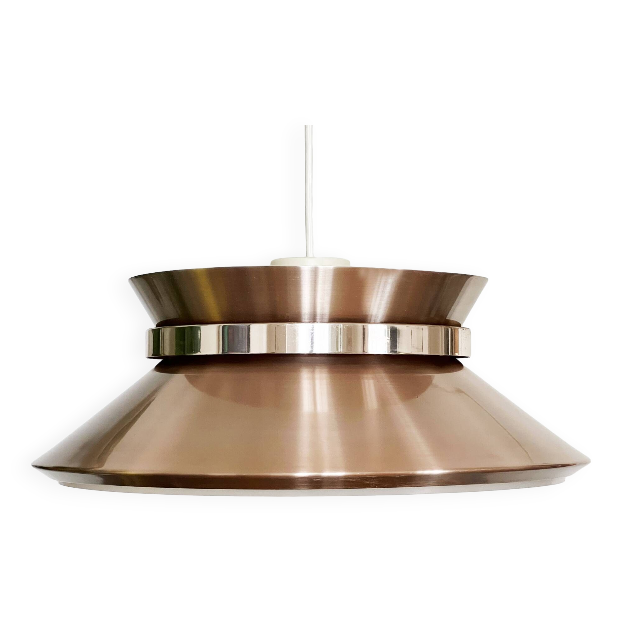 Copper colored aluminium pendant light by Carl Thore for Granhaga Metall. Sweden 1970s
