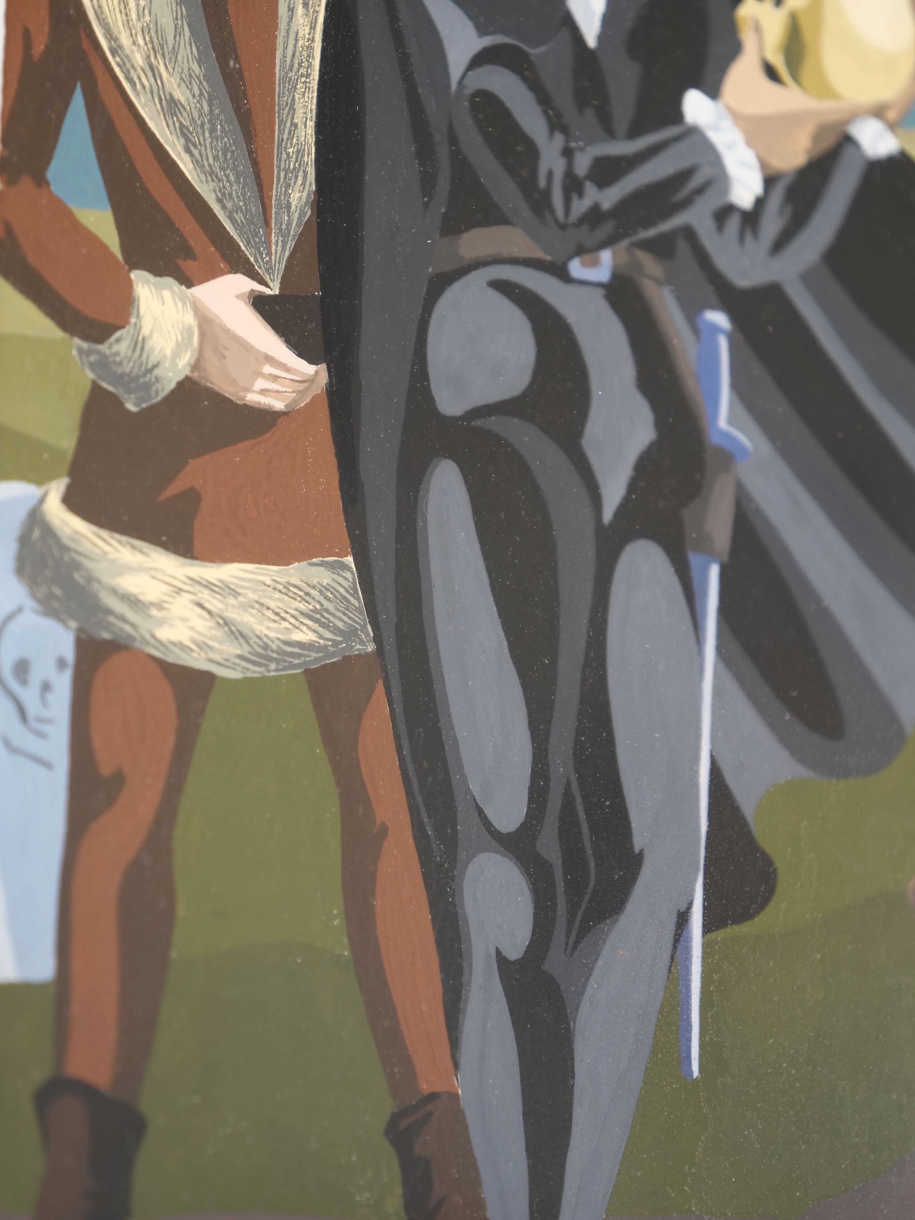 Gouache illustration art dramatiques signée Masqueliez 1956