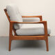 Fauteuil des années 1960 en cerisier, gris clair avec coussin vert