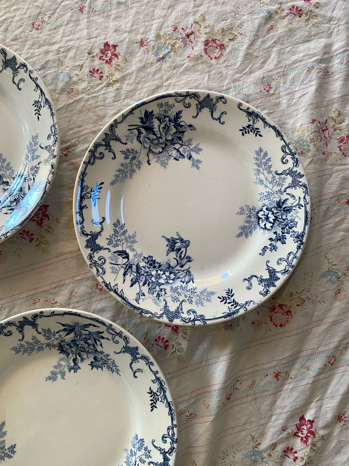 Set of 4 flat ironstone plates by Hippolyte Boulenger