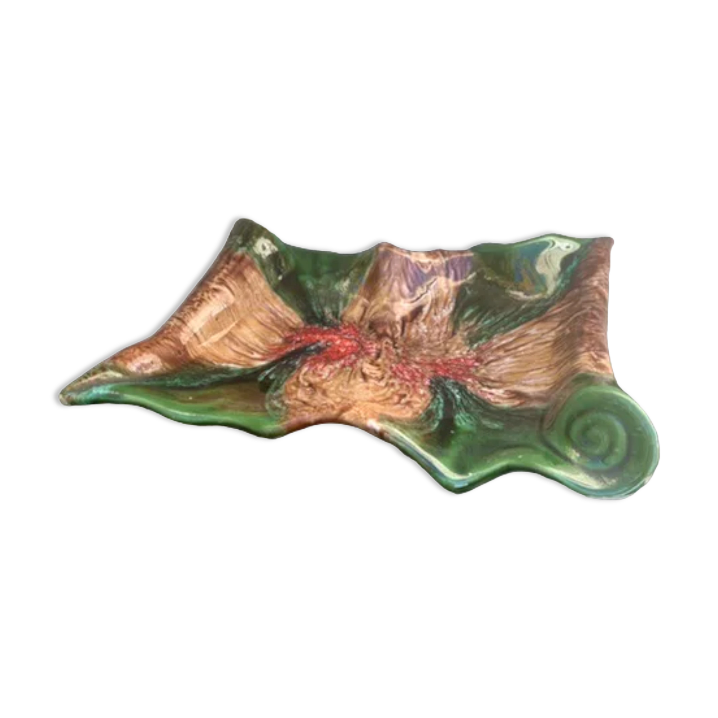 Vintage vallauris style glazed ceramic fruit cup