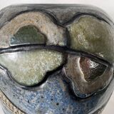 Important stoneware vase with stylized art deco bird decoration