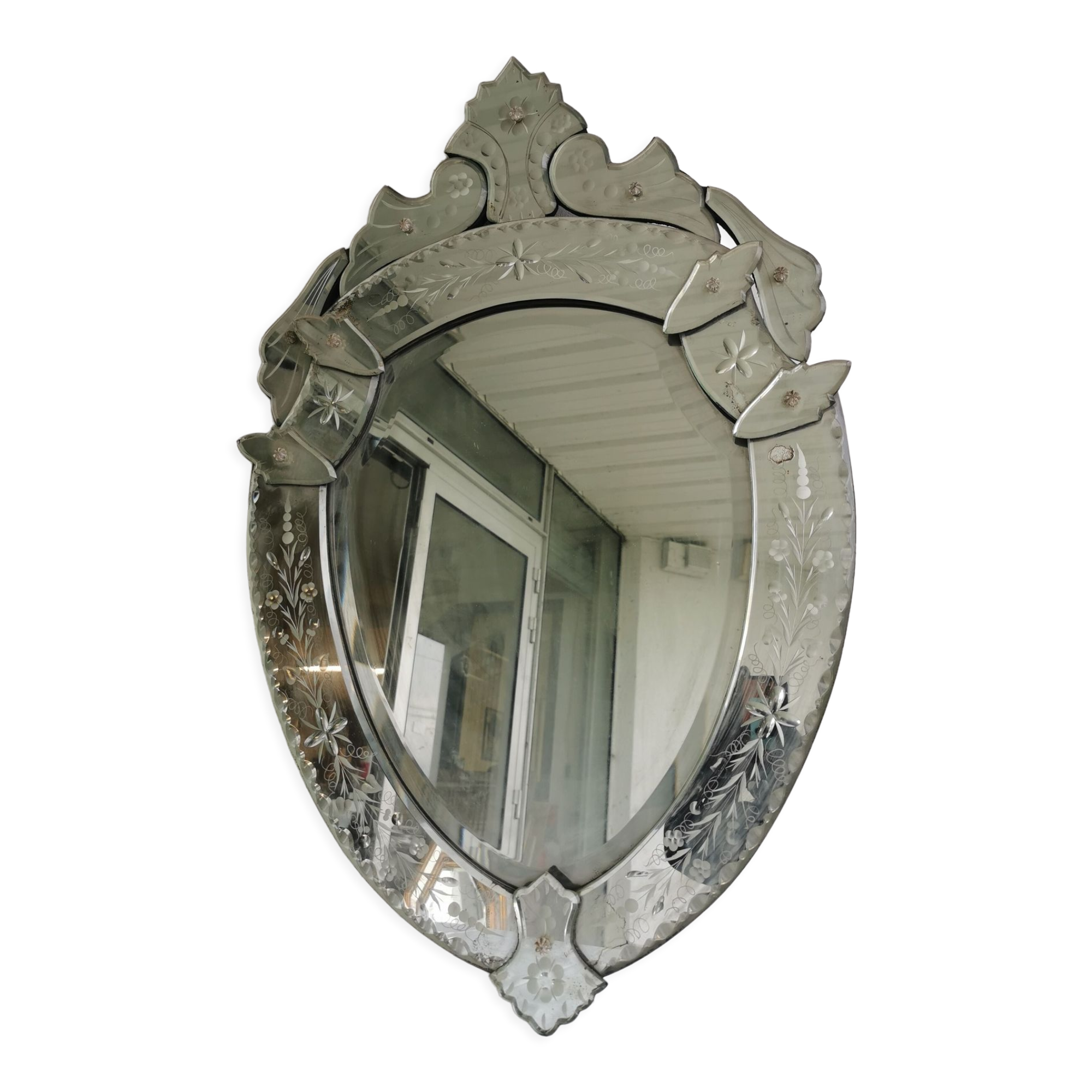 Venetian mirror mid-XXth beveled ice