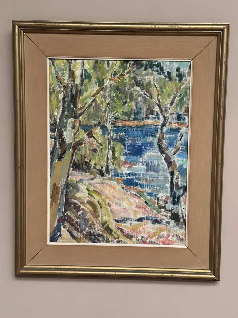 Original Swedish Oil on Canvas - "Natural Landscape" - Signed - Vintage and Framed - 68 × 56 cm