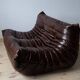 Togo 3-seater sofa in brown leather designed by Michel Ducaroy 1973