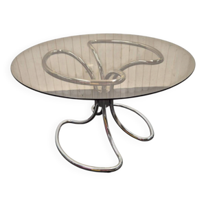 table chrome et verre
