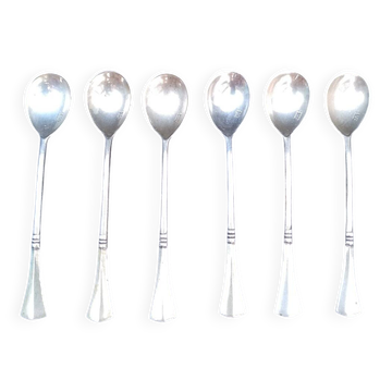 Service de 6 cuillères à café Art Déco en argent 800 poinçonnées