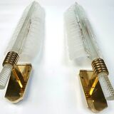 Pair of large crystal 'feather' wall lamps by André Arbus & Veronese, 1950s